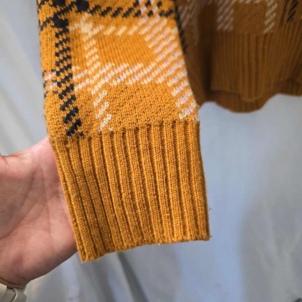 Astr The Label V-neck Mustard Yellow Plaid Sweater Sz M Academia Preppy Y2K Vibe